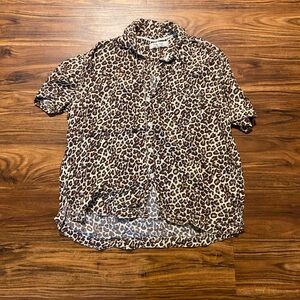 We The Free Oversized Leopard Print Button Up Top